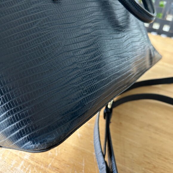 Navy Faux Crocodile/Snake Purse Tote Bag - Picture 12 of 13